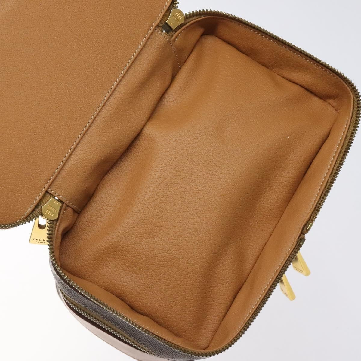 Celine Vintage Double Zip Vanity Case Macadam Coated Canvas, BROWN, CANVAS, Toiletry Case