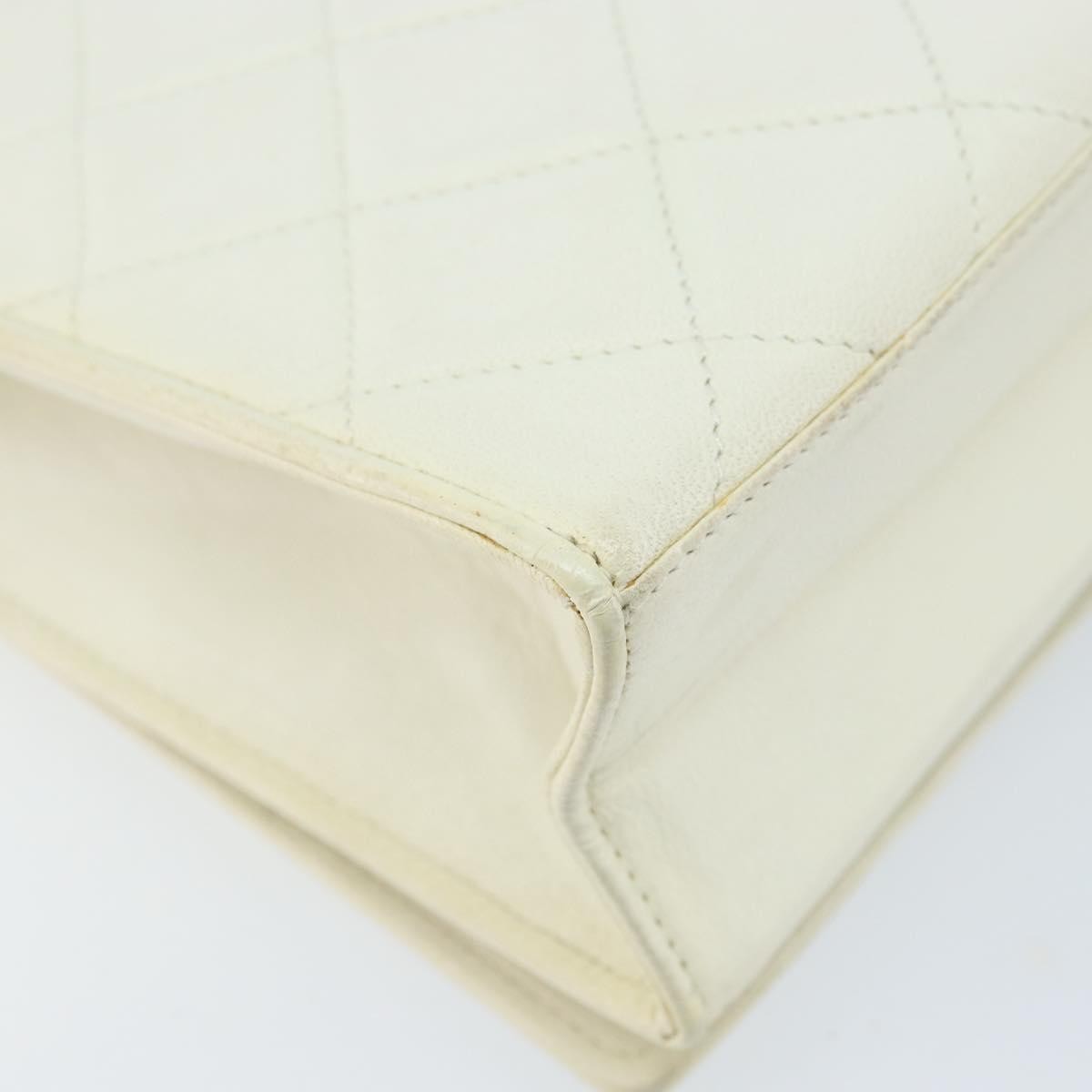 Chanel Vintage CC Full Flap Bag Quilted Lambskin, White, Leather, Shoulder Bag