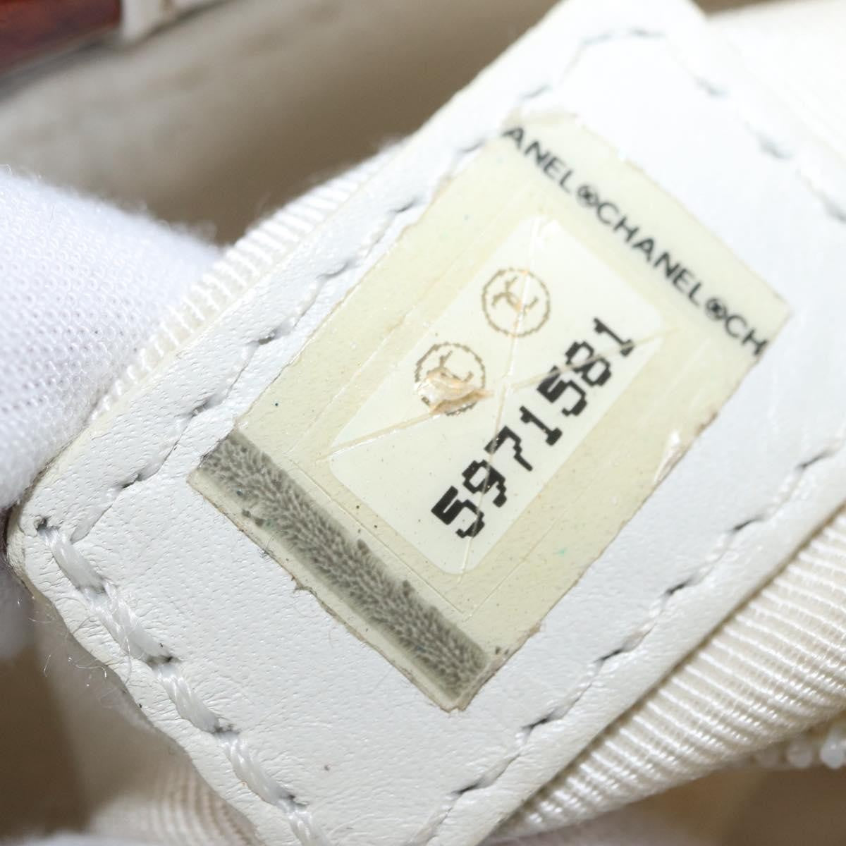 Chanel Vintage Wooden Ring Tote Caviar, WHITE, LEATHER, Tote bag