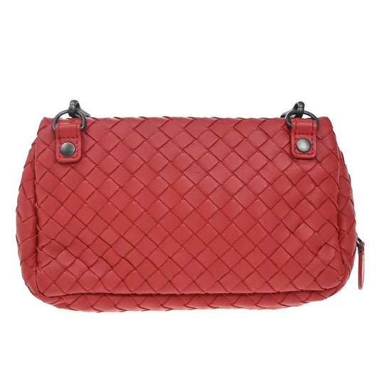 Bottega Veneta Expandable Chain Crossbody Bag Intrecciato Nappa, RED, LEATHER, Clutche & pouche