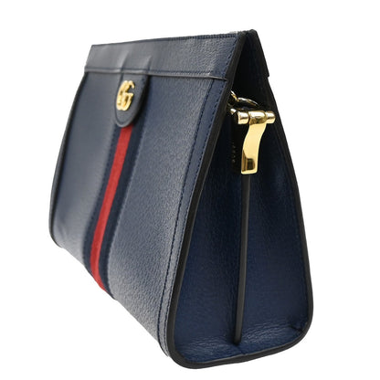 Gucci Ophidia Chain Shoulder Bag Leather, NAVY, LEATHER, Shoulder bag