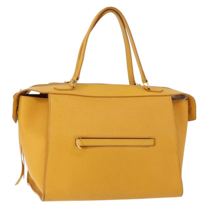 Celine Ring Bag Leather, YELLOW, LEATHER, Tote bag