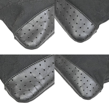 Gucci Zip Messenger GG Canvas with Perforated Leather, BLACK, CANVAS, Shoulder bag