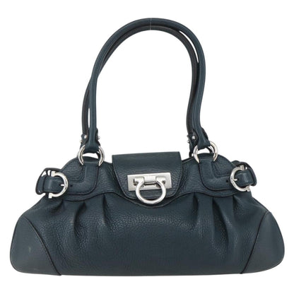 Salvatore Ferragamo Gancini handbag Leather, GREEN, LEATHER, Handbag