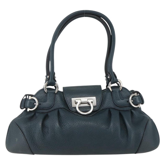 Salvatore Ferragamo Gancini handbag Leather, GREEN, LEATHER, Handbag