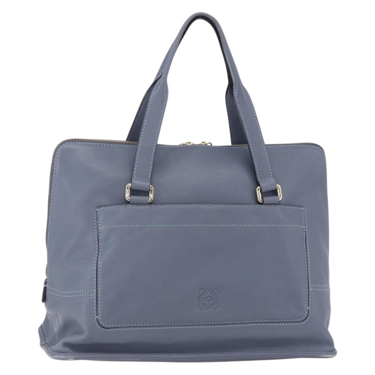 Loewe Anagram handbag Leather, BLUE, LEATHER, Handbag