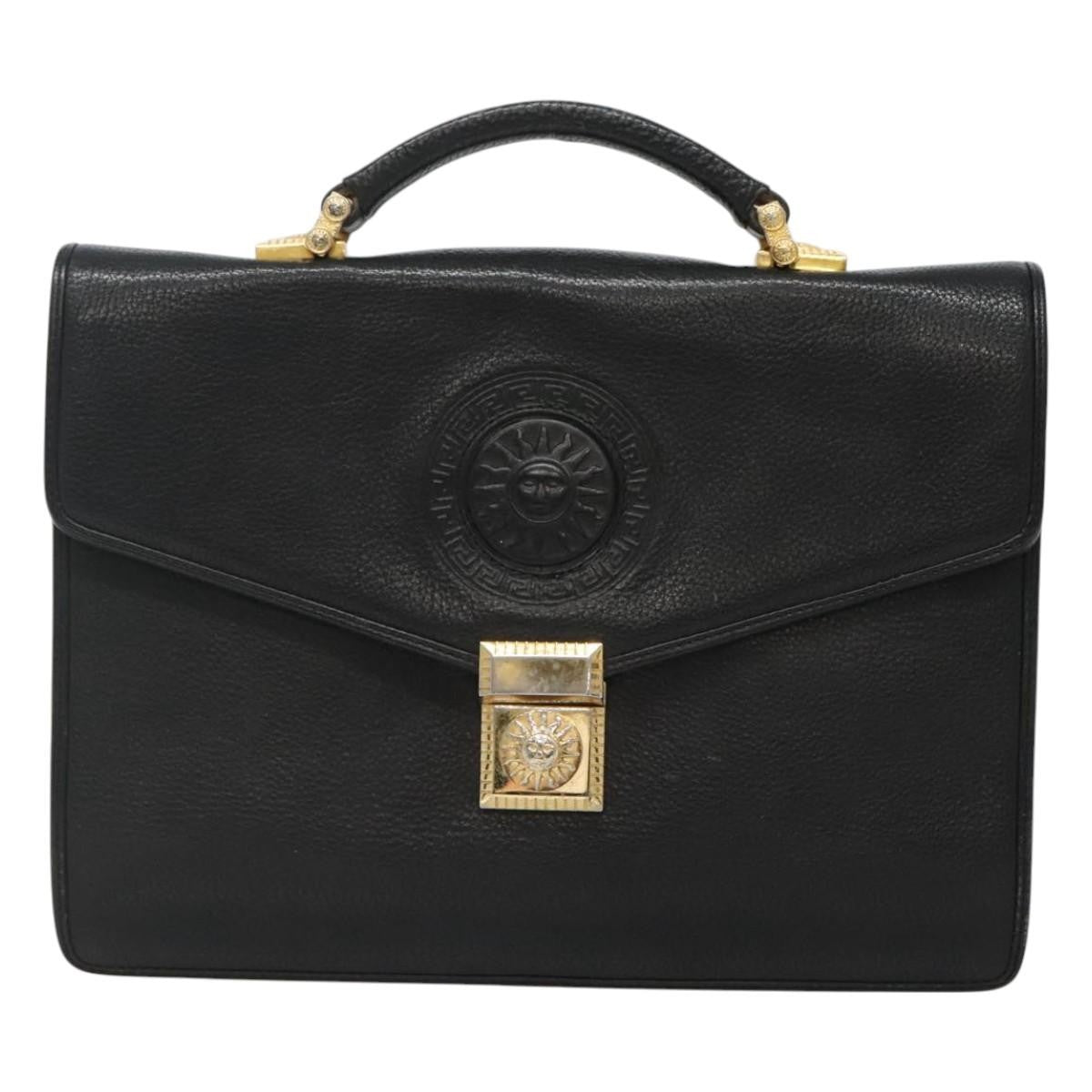 Versace Vintage Sun handbag Leather, BLACK, LEATHER, Handbag