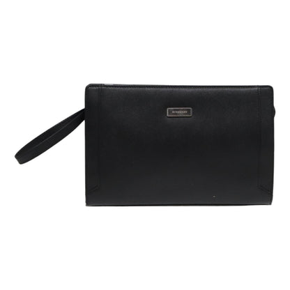 Burberry Zip Pouch Leather, BLACK, LEATHER, Clutche & pouche