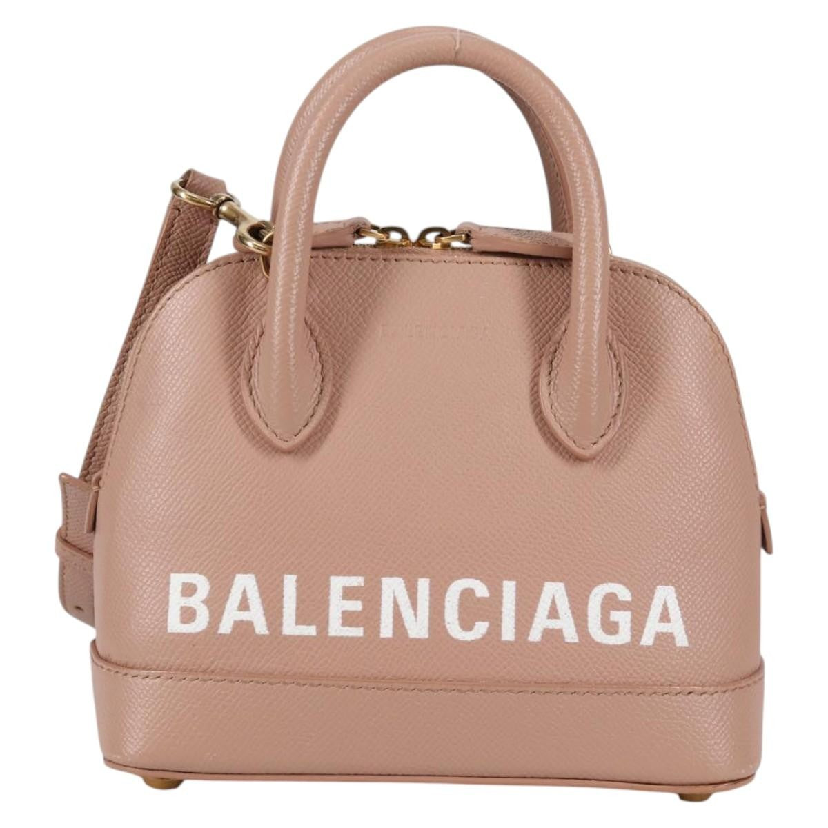 Balenciaga Logo Ville Bag Leather, PINK, LEATHER, Handbag