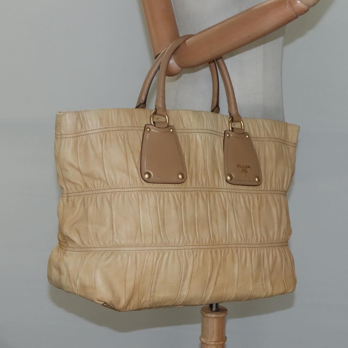 Prada Gaufre Tote Nappa Leather, BEIGE, LEATHER, Tote bag