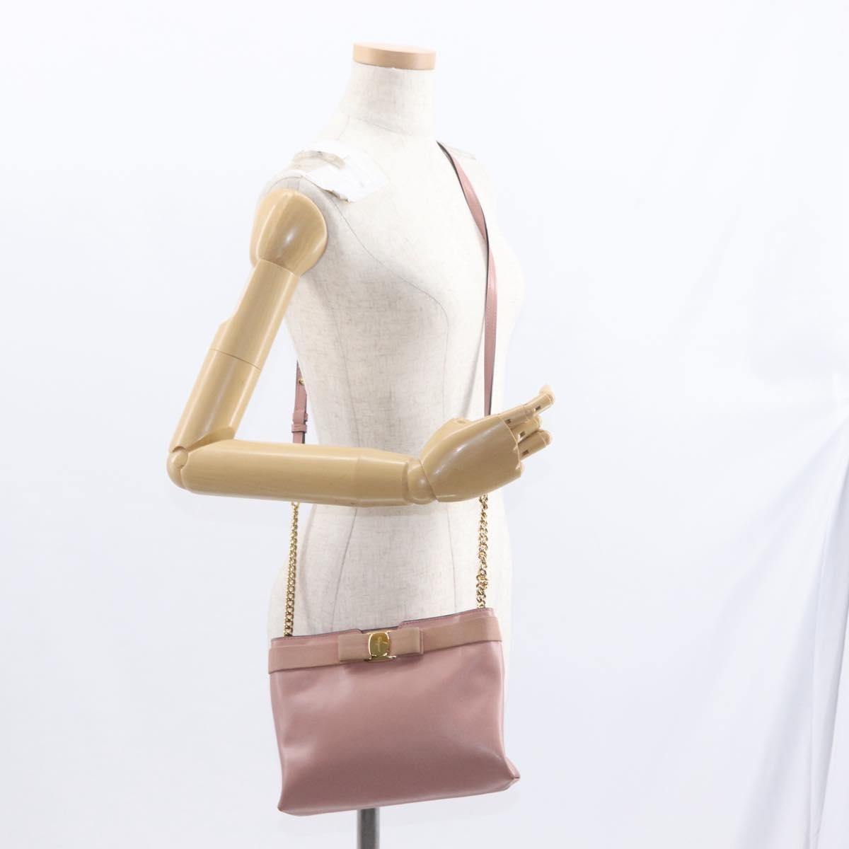 Salvatore Ferragamo Vala Shoulder Bag Leather, PINK, LEATHER, Shoulder bag