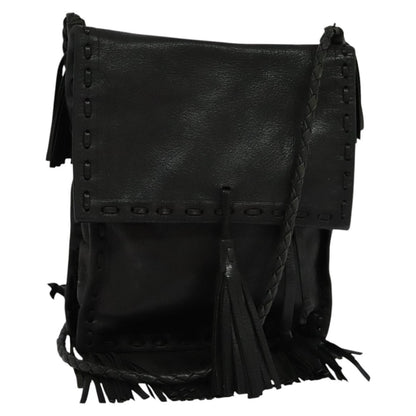 Prada Fringe Flap Crossbody Bag Leather, BLACK, LEATHER, Shoulder bag