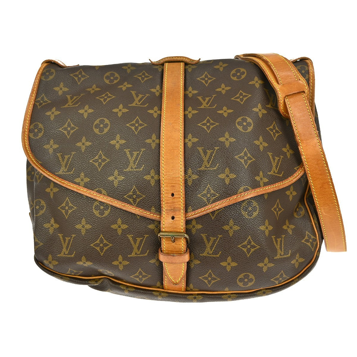 Louis Vuitton Saumur Handbag Monogram Canvas, BROWN, CANVAS, Shoulder bag