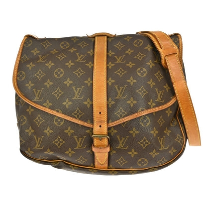 Louis Vuitton Saumur Handbag Monogram Canvas, BROWN, CANVAS, Shoulder bag