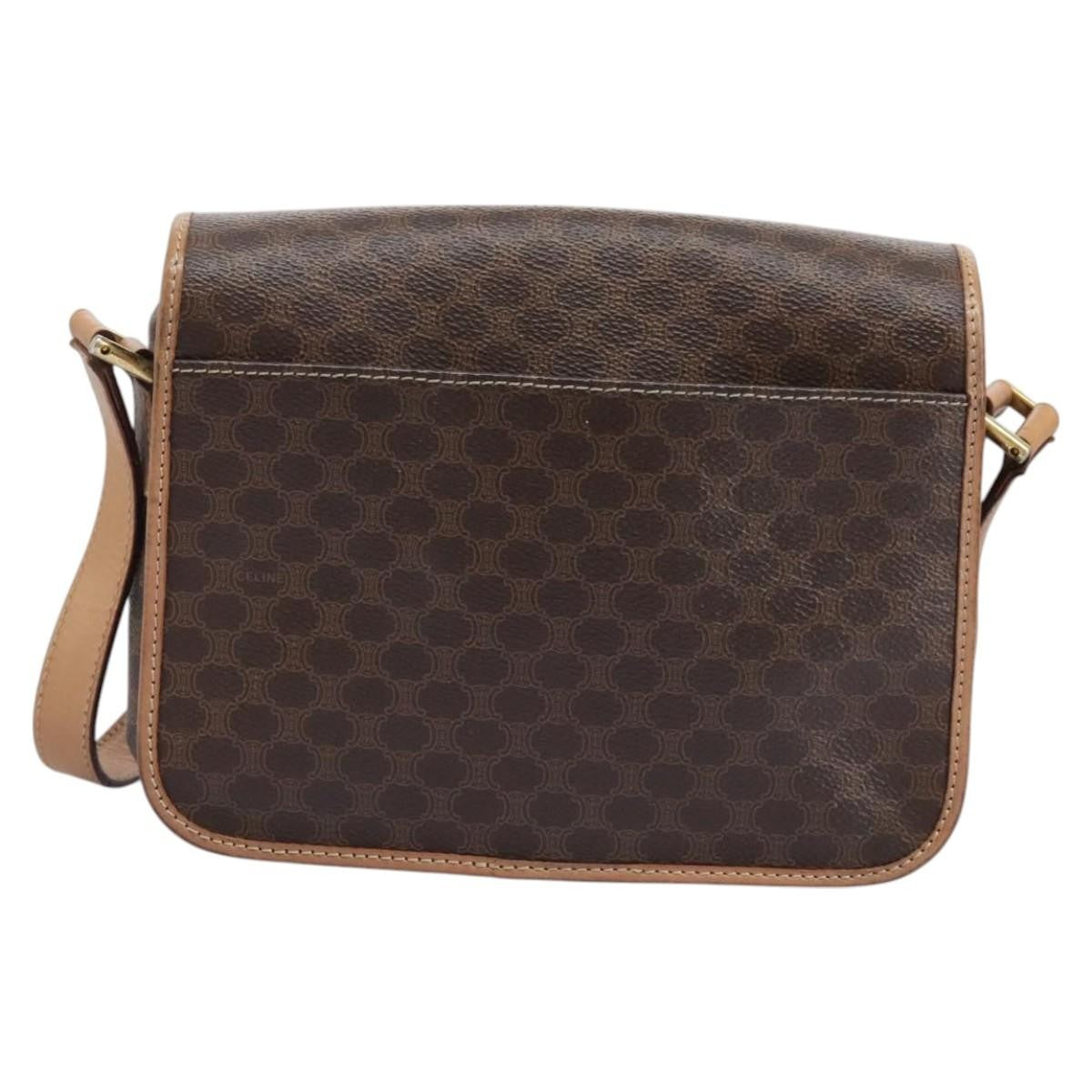 Celine Vintage Macadam Shoulder Bag Canvas, BROWN, CANVAS, Shoulder bag