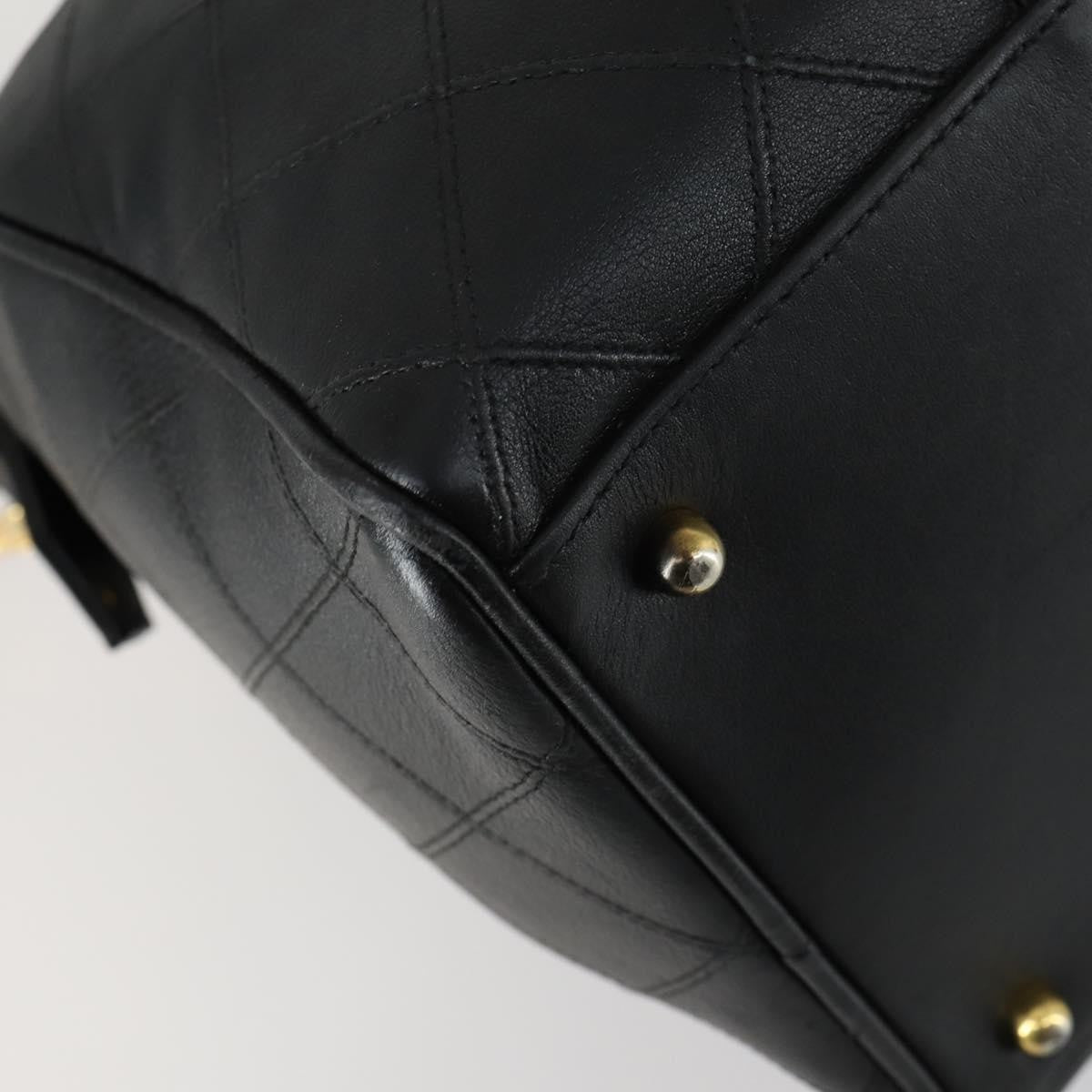 Chanel Vintage Diamond Stitch Boston Bag Quilted Lambskin, BLACK, LEATHER, Travel bag