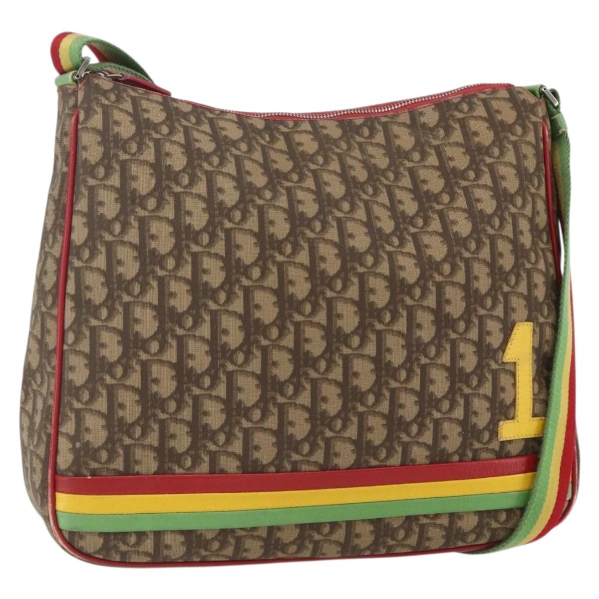 Christian Dior Vintage Rasta Messenger Bag Diorissimo Coated Canvas, BROWN, PVC, Shoulder bag
