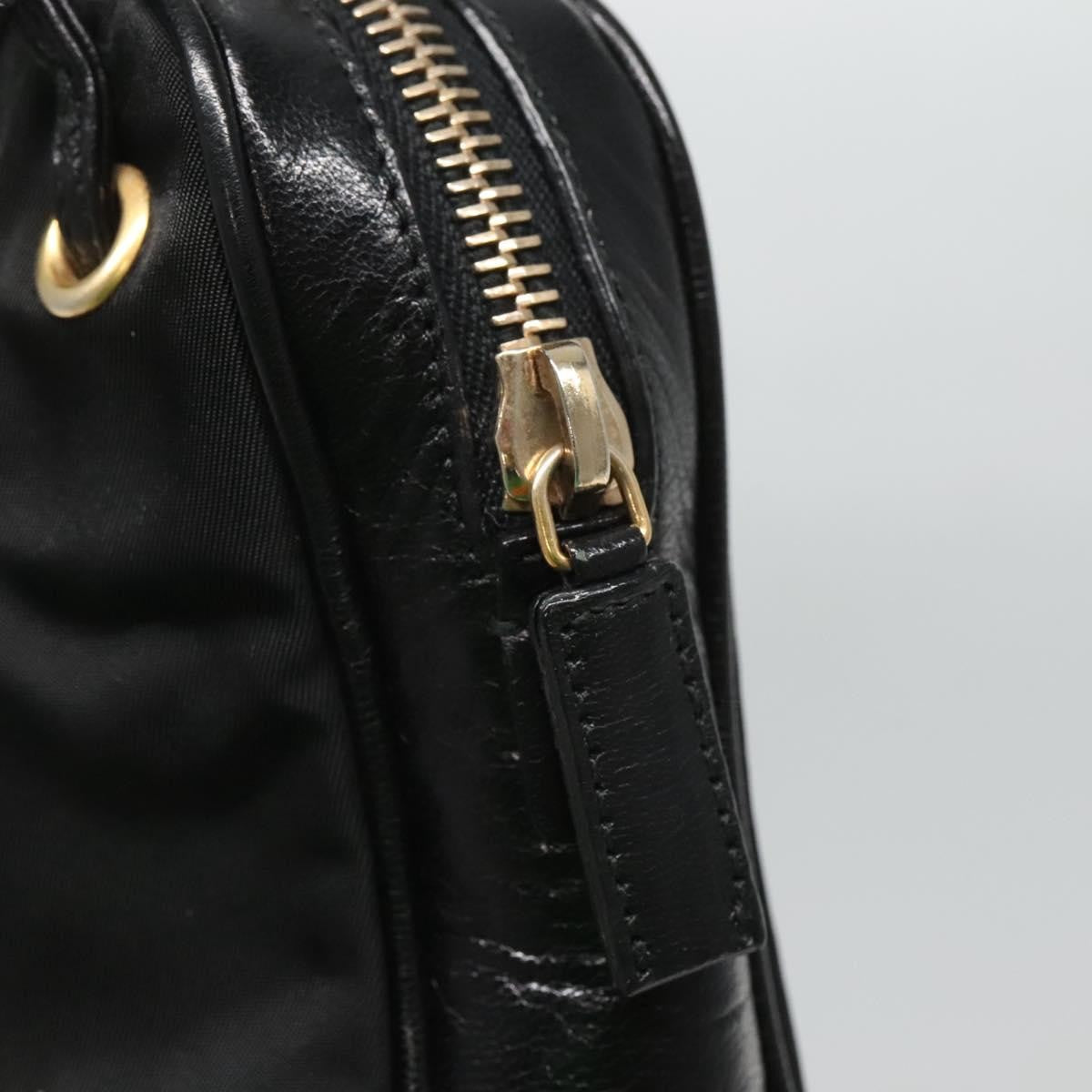 Prada SHOULDER BAG NYLON BLACK GOLD, Black, Nylon, Shoulder Bag