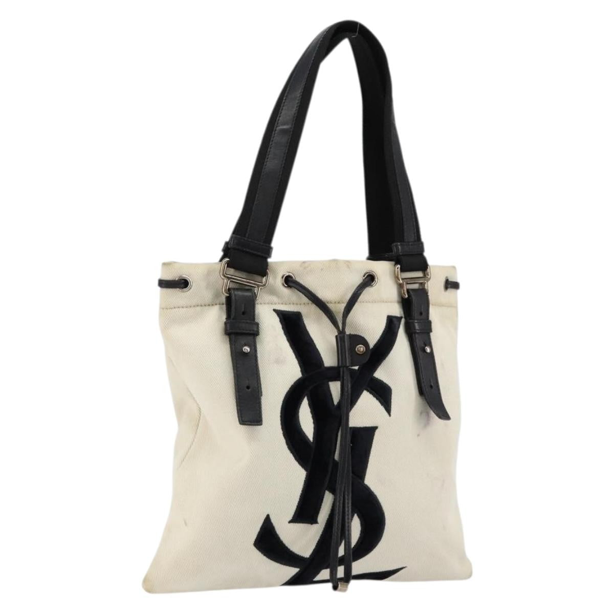 Saint Laurent Kahala Drawstring Tote Canvas, BEIGE, CANVAS, Tote bag