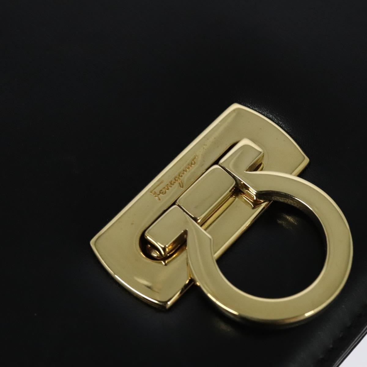 Salvatore Ferragamo Gancini Shoulder Bag Leather, BLACK, LEATHER, Shoulder bag