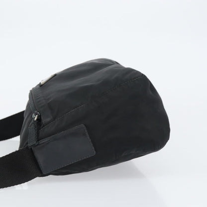 Prada Front Zip Messenger Bag Tessuto, BLACK, NYLON, Shoulder bag