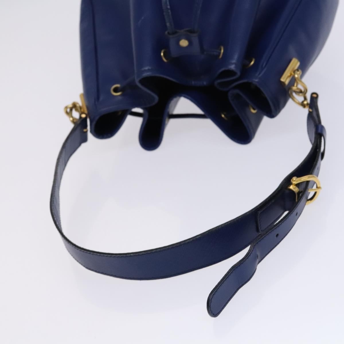 Celine Circle logo Leather, BLUE, LEATHER, Shoulder bag