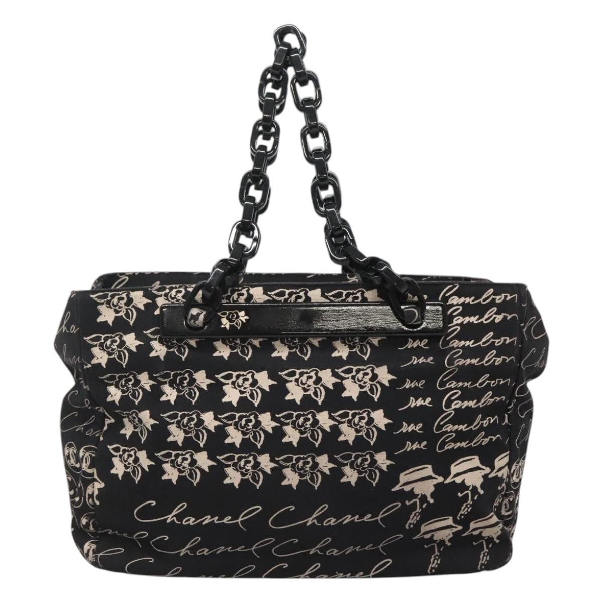 Chanel Resin Tote Printed Canvas, BLACK, CANVAS, Tote bag
