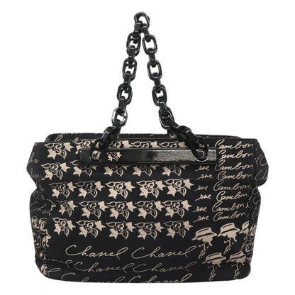 Chanel Resin Tote Printed Canvas, BLACK, CANVAS, Tote bag