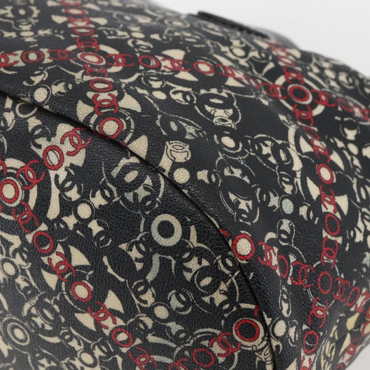 Chanel Optic Coco Bowler Bag Printed Coated Canvas with Caviar, BLACK, PVC, Travel bag