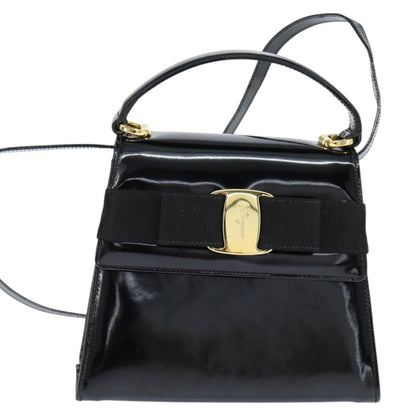 Salvatore Ferragamo Vala Handbag Patent leather, BLACK, PATENT_LEATHER, Handbag