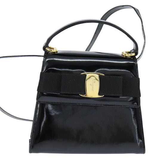 Salvatore Ferragamo Vala Handbag Patent leather, BLACK, PATENT_LEATHER, Handbag
