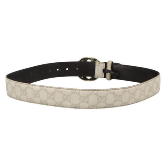 Gucci Vintage Interlocking G Reversible Belt Leather, White, Leather, Belt