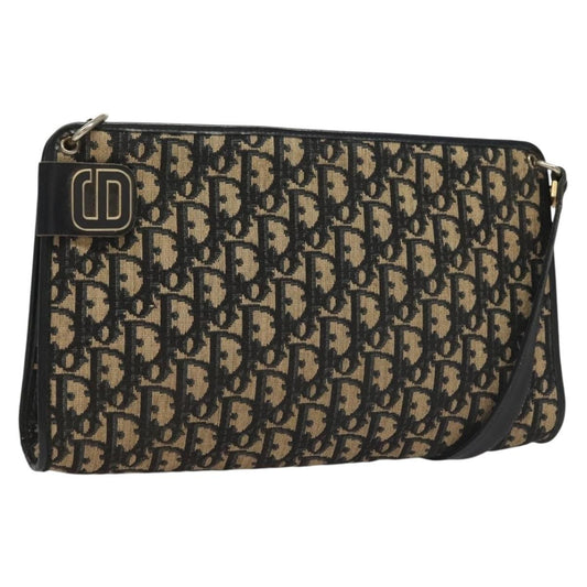 Christian Dior Vintage Trotter Shoulder Bag Canvas, NAVY, CANVAS, Shoulder bag
