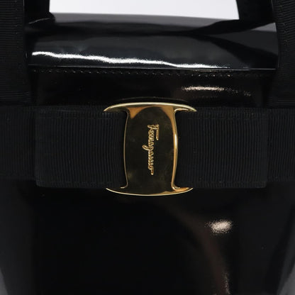 Salvatore Ferragamo Vara Bow Top Handle Bucket Bag Patent Leather, BLACK, PATENT_LEATHER, Handbag