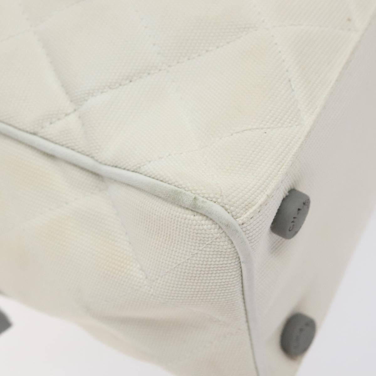 Chanel Vintage Logo Bowler Bag Quilted Canvas, WHITE, CANVAS, Handbag