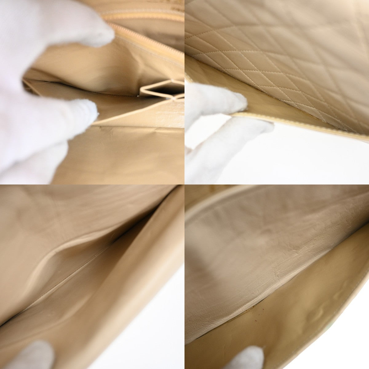 Chanel Vintage Two Tone CC Flap Bag Quilted Lambskin, BEIGE, LEATHER, Shoulder bag