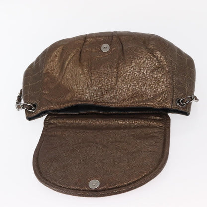 Chanel Timeless Half Moon Flap Bag Caviar, BROWN, LEATHER, Shoulder bag