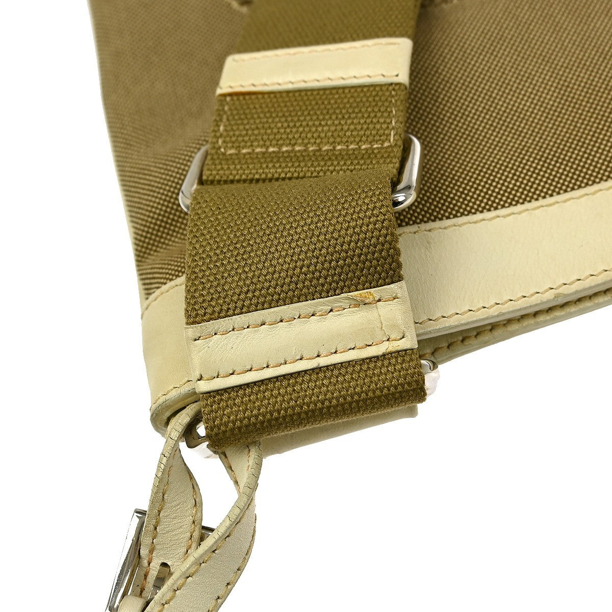 Prada Logo Zip Crossbody Bag Canvas, BEIGE, CANVAS, Shoulder bag