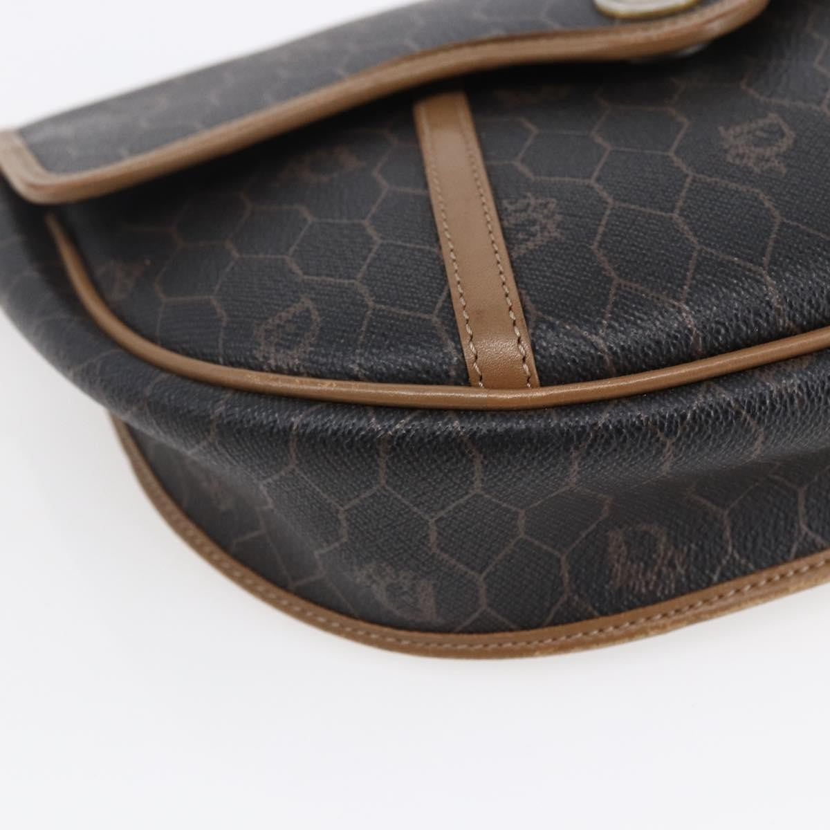 Christian Dior Vintage Honeycomb Flap Crossbody Bag Canvas and Leather, BLACK, CANVAS, Shoulder bag