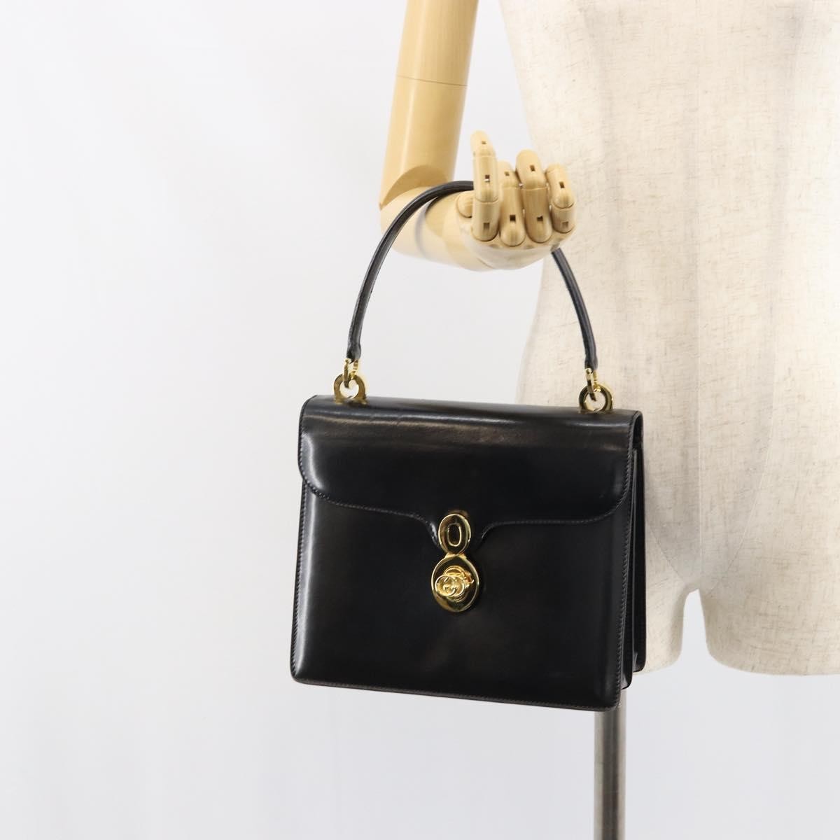 Gucci Vintage Handbag Leather, BLACK, LEATHER, Handbag