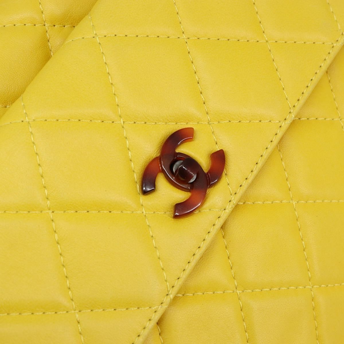 Chanel Vintage CC Resin Pocket Tote Quilted Leather, YELLOW, LEATHER, Tote bag