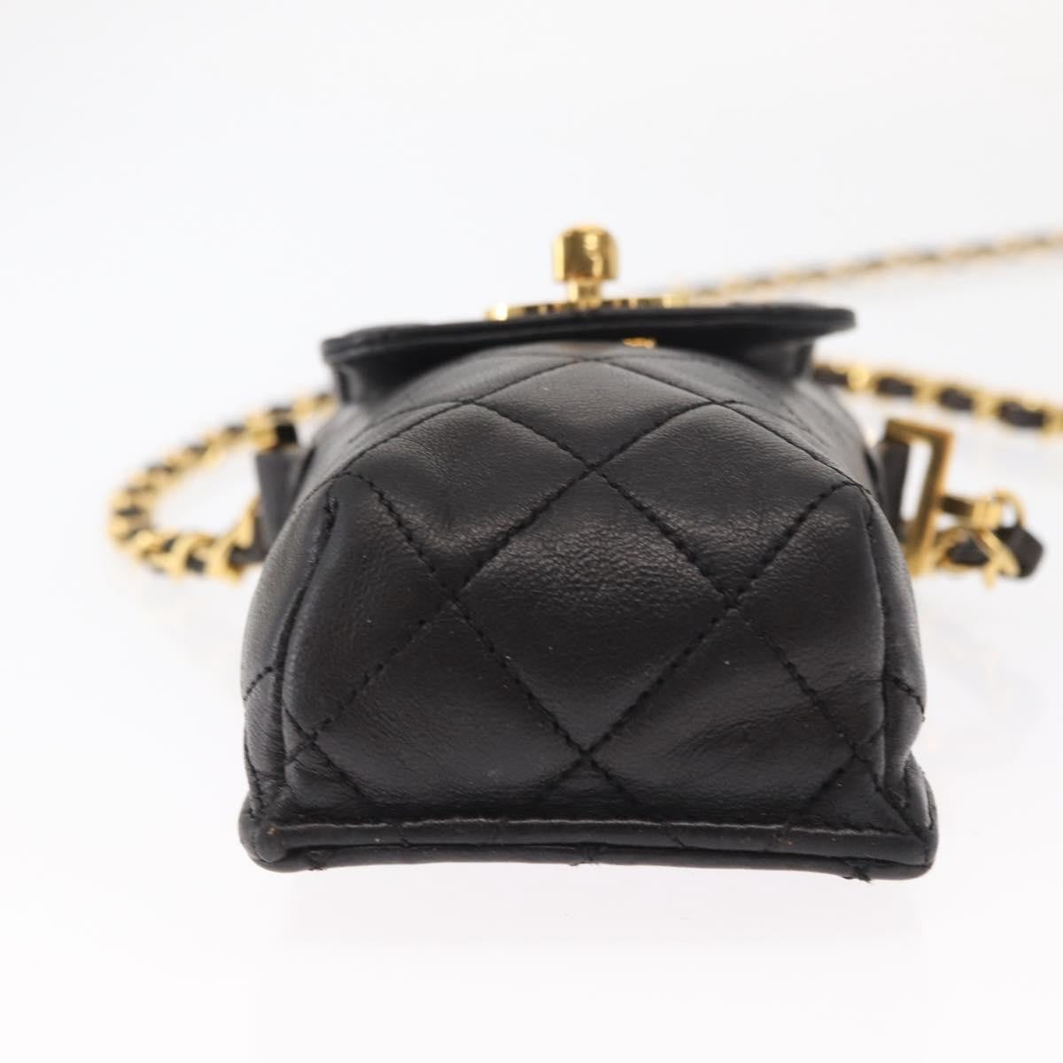 Chanel Chain Shoulder Bag Leather, BLACK, LEATHER, Shoulder bag