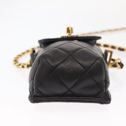 Chanel Chain Shoulder Bag Leather, BLACK, LEATHER, Shoulder bag