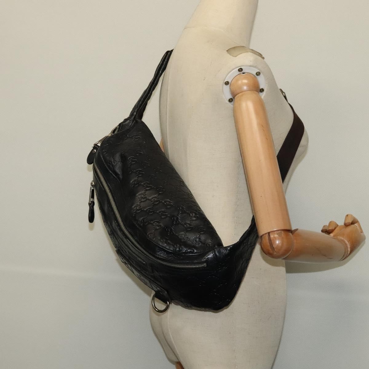 Gucci Waist Bag Guccissima Leather, BLACK, LEATHER, Clutche & pouche