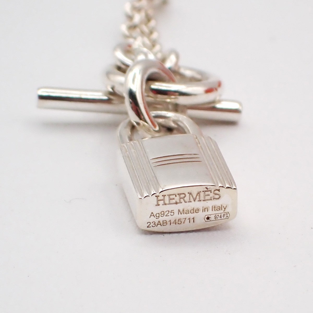 Hermes Cadenas Kelly Pendant Necklace Sterling Silver, SILVER, SILVER, Necklace