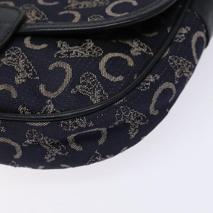 Celine C Sulky Shoulder bag Canvas and Leather, NAVY, CANVAS, Shoulder bag