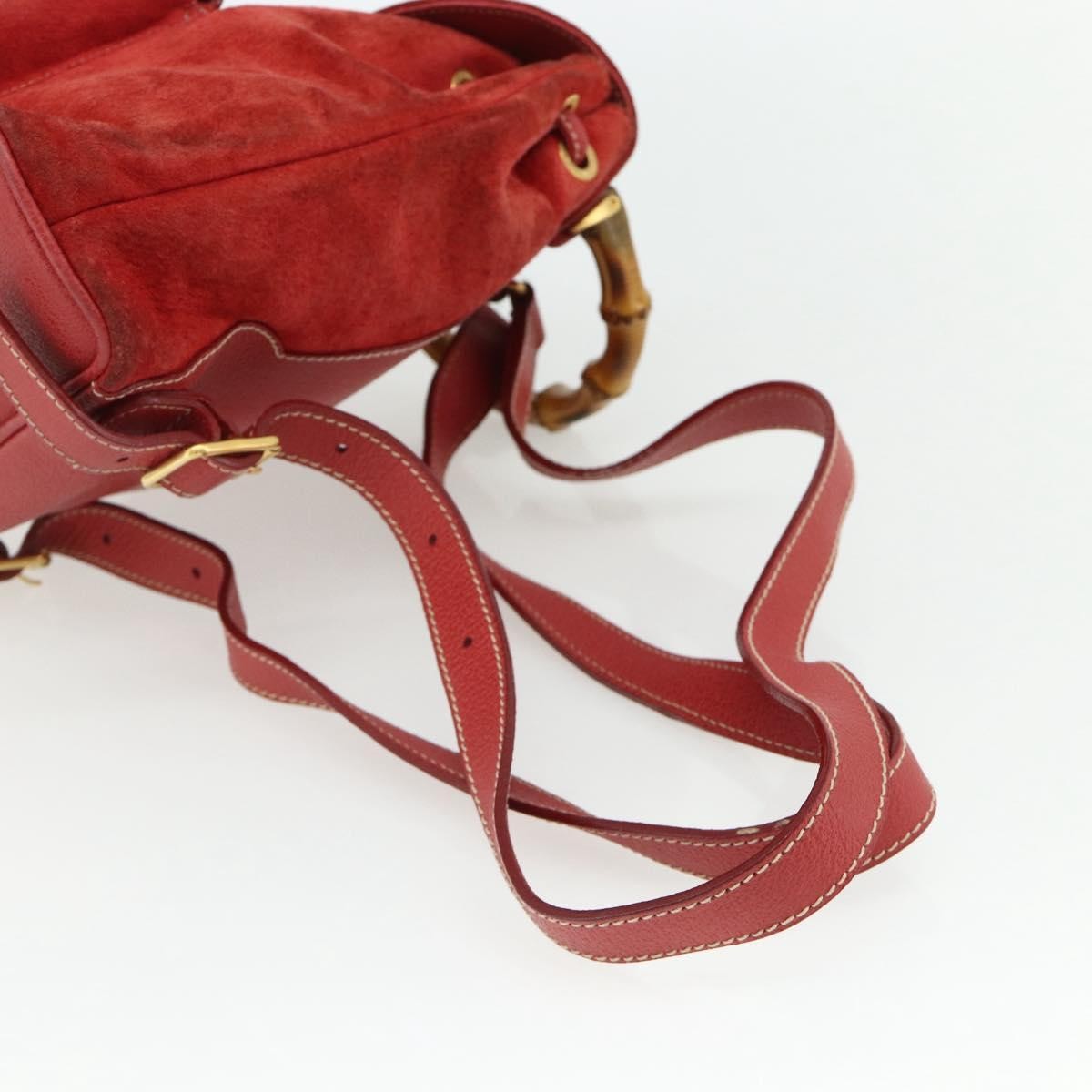 Gucci Gucci bamboo backpack daim, Red, Suede, Backpack