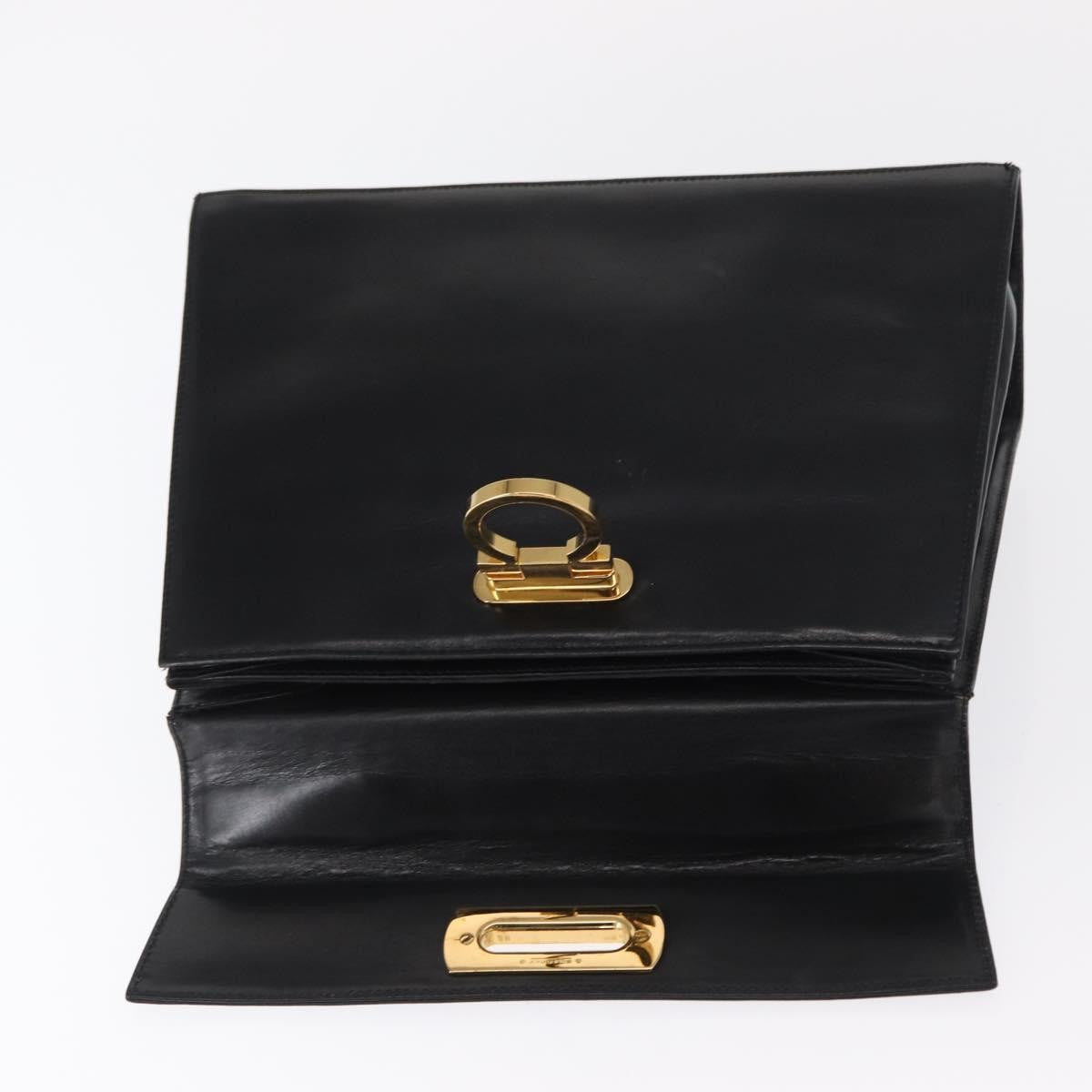 Salvatore Ferragamo Convertible Top Handle Bag Leather, BLACK, LEATHER, Handbag