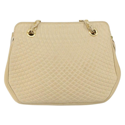 Bally Vintage Chain Shoulder Bag Quilted Leather, BEIGE, LEATHER, Shoulder bag