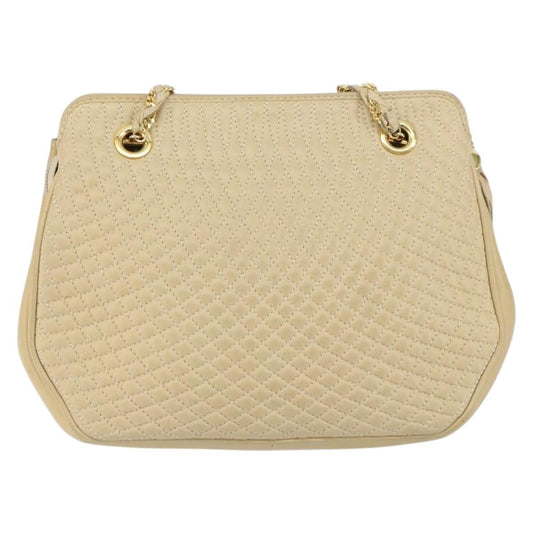 Bally Vintage Chain Shoulder Bag Quilted Leather, BEIGE, LEATHER, Shoulder bag
